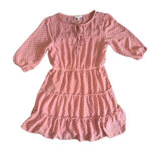 Rosy pink polka dot frilly Speechless peasant dress large